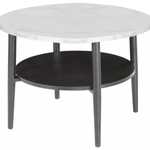 Masuta cafea ELLA B, alb cu efect de marmura/negru mat, PAL/metal, 60x45 cm