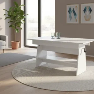 Masuta de cafea extensibila ERIKA, alb, PAL laminat, 120/160x70x61/72 cm