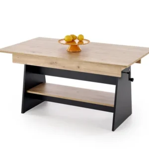 Masuta de cafea extensibila ERIKA, stejar artisan/negru, PAL laminat, 120/160x70x61/72 cm