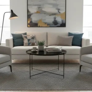 Masuta de cafea KURTIS, negru, sticla/metal, 60x60x40 cm