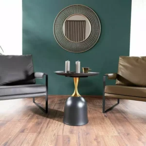 Masuta cafea LIBRA, negru/auriu, metal, 51x61 cm