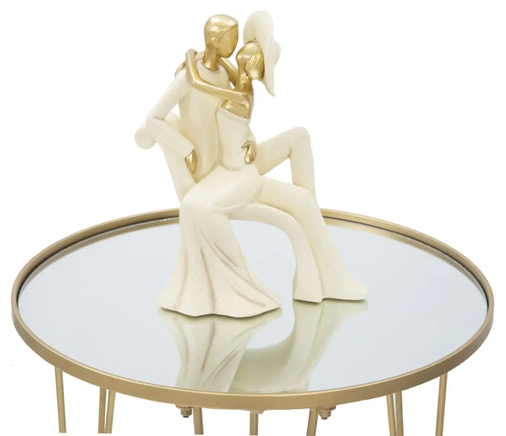 Masuta Cafea Mauro Ferretti Glam Gold/Mirror Ø 50X58,5 cm, Auriu