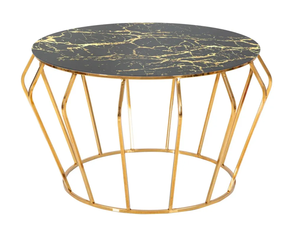Masuta Cafea Mauro Ferretti Histor Ø 78X44,5 cm, Auriu/Negru