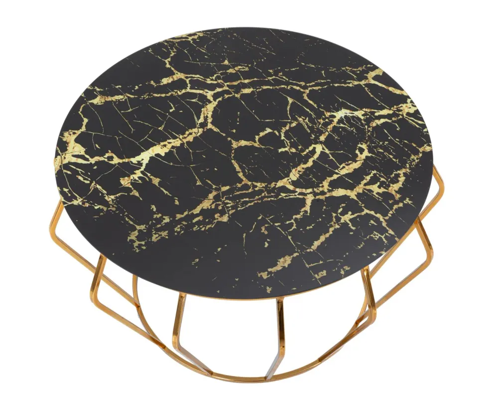 Masuta Cafea Mauro Ferretti Histor Ø 78X44,5 cm, Auriu/Negru