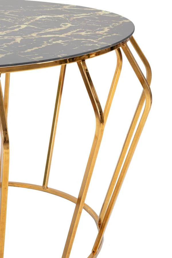 Masuta Cafea Mauro Ferretti Histor Ø 78X44,5 cm, Auriu/Negru