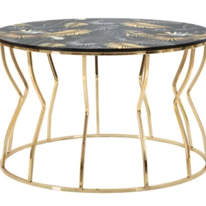 Masuta Cafea Mauro Ferretti Leaf Top, Ø 70X43,5 cm, Auriu/Multicolor