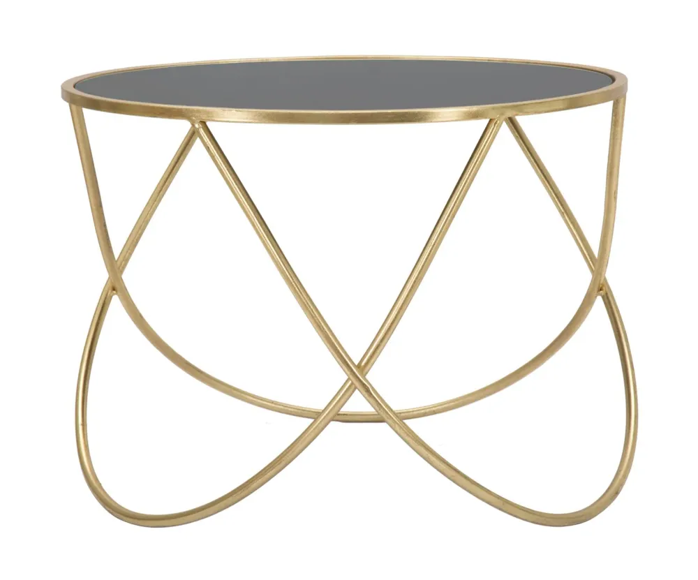 Masuta Cafea Mauro Ferretti Masuta Ring Ø 60X45 cm, Negru/Auriu