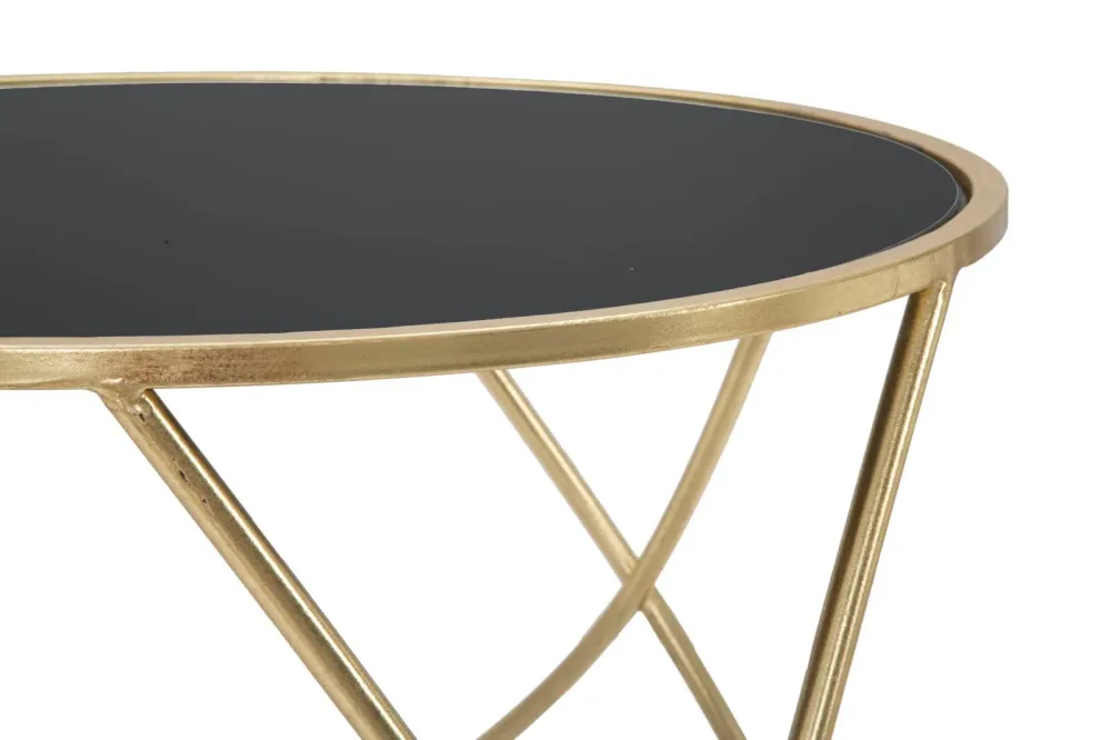 Masuta Cafea Mauro Ferretti Masuta Ring Ø 60X45 cm, Negru/Auriu