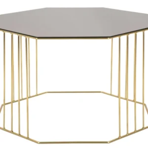 Masuta Cafea Mauro Ferretti Octagon Ø 70X45 cm, Auriu/ Oglinda Bronz