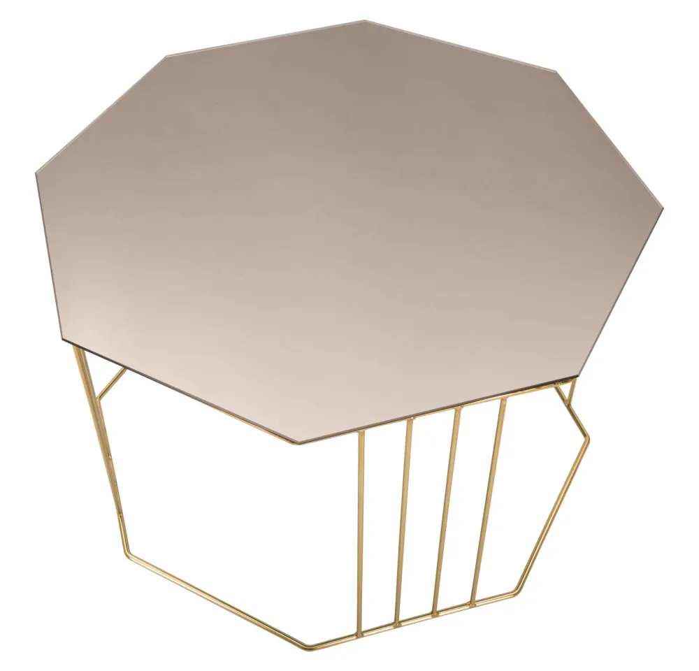 Masuta Cafea Mauro Ferretti Octagon Ø 70X45 cm, Auriu/ Oglinda Bronz