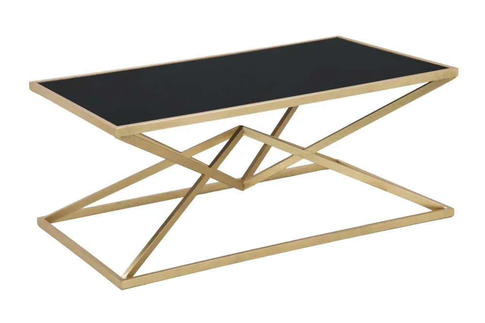 Masuta Cafea Mauro Ferretti Piramid 110X60X45 cm, Auriu/ Negru