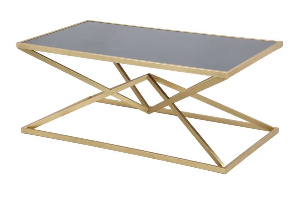 Masuta Cafea Mauro Ferretti Piramid 110X60X45 cm, Auriu/ Negru