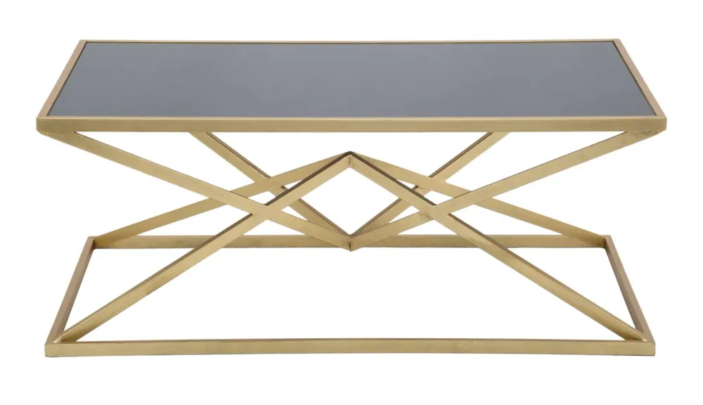 Masuta Cafea Mauro Ferretti Piramid 110X60X45 cm, Auriu/ Negru