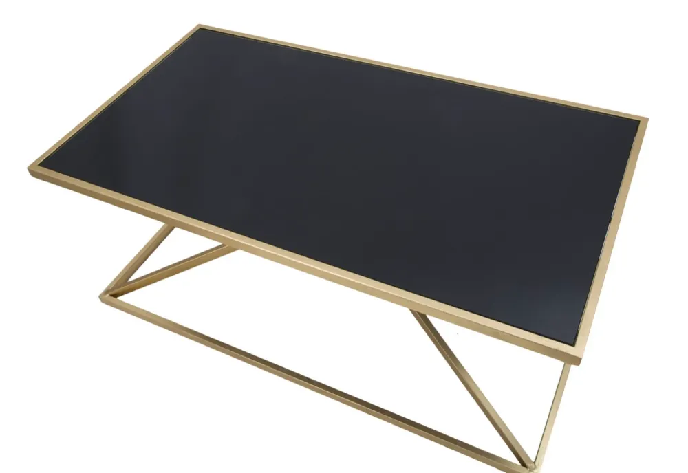 Masuta Cafea Mauro Ferretti Piramid 110X60X45 cm, Auriu/ Negru