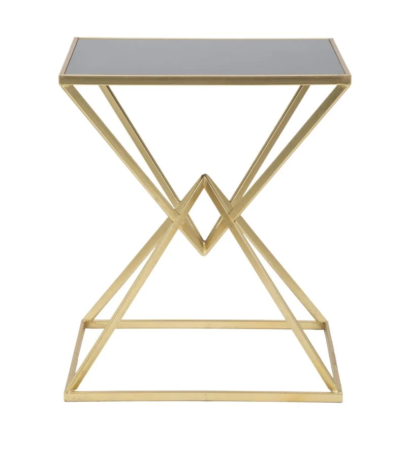 Masuta Cafea Mauro Ferretti Piramid 57X46X68 cm, Auriu/ Negru