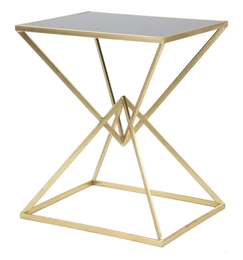 Masuta Cafea Mauro Ferretti Piramid 57X46X68 cm, Auriu/ Negru