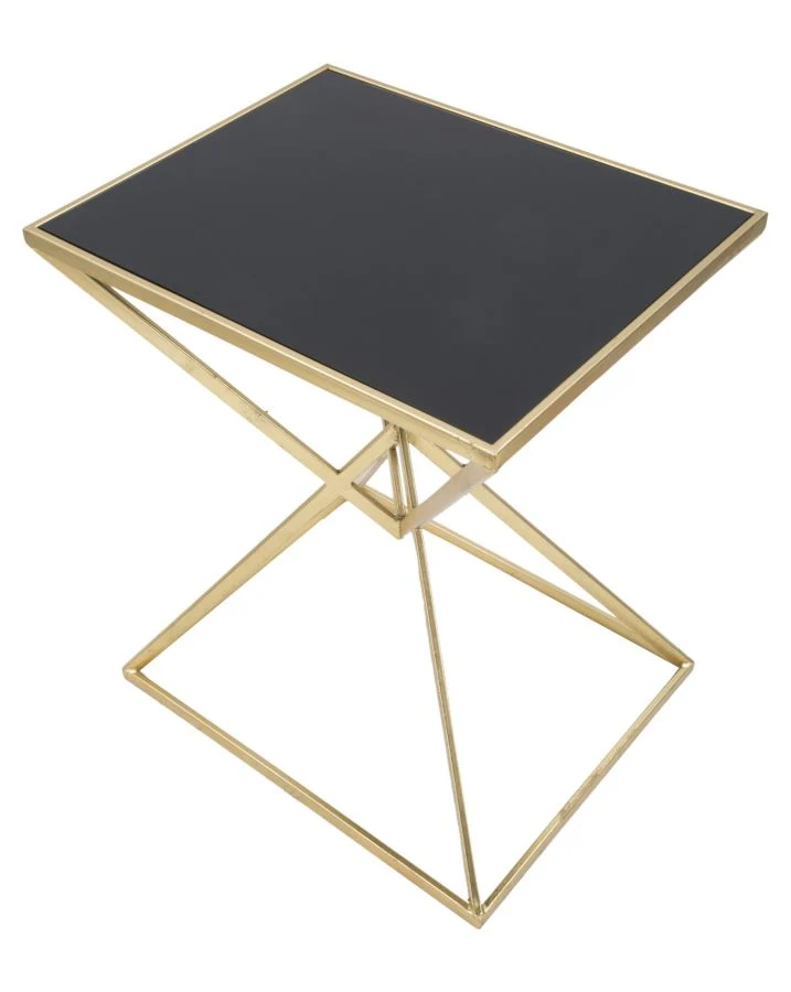 Masuta Cafea Mauro Ferretti Piramid 57X46X68 cm, Auriu/ Negru