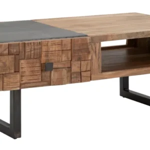 Masuta Cafea Mauro Ferretti Rectangular Mumbai 110X60X43, Lemn de salcam nilotic, cm, Maro/Negru