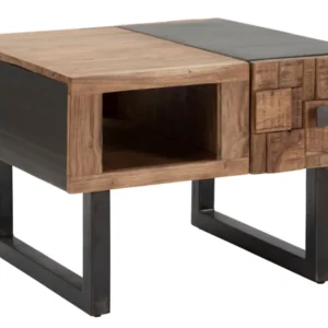Masuta Cafea Mauro Ferretti Square Mumbai 60X60X43, Lemn de salcam nilotic, cm, Maro/Negru