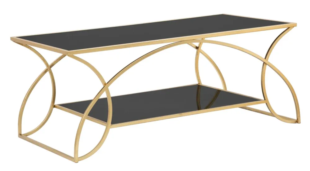 Masuta Cafea Mauro Ferretti Sunshine 110X60X45 cm, Auriu/Negru