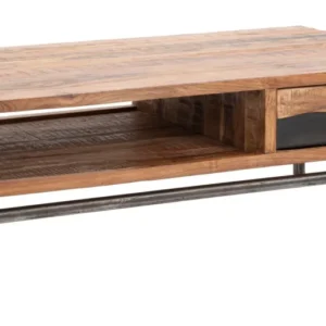 Masuta Cafea Mauro Ferretti Yellowstone 118X70X40, Lemn de salcam nilotic, cm, Maro/Negru