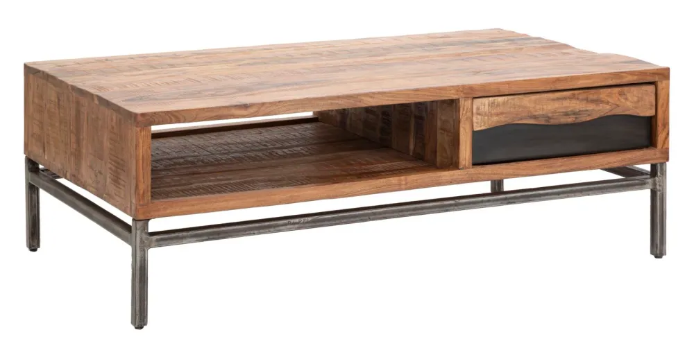 Masuta Cafea Mauro Ferretti Yellowstone 118X70X40, Lemn de salcam nilotic, cm, Maro/Negru
