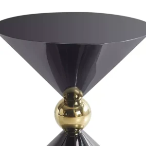 Masuta cafea MIRA, negru/auriu, metal, 50x56 cm