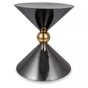 Masuta cafea MIRA, negru/auriu, metal, 50x56 cm
