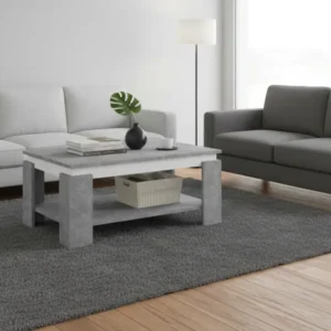 Masuta cafea PIANI, gri beton/alb, 90x60x41 cm