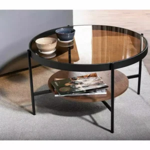 Masuta cafea PRIMA B, nuc/negru, 74x43 cm