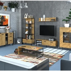 Masuta cafea SANTES, stejar auriu/gri antracit, PAL, 120x60x40 cm