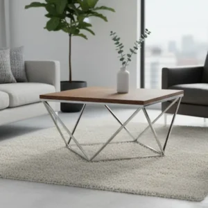Masuta cafea SILVER , nuc/argintiu, 80x80x45 cm