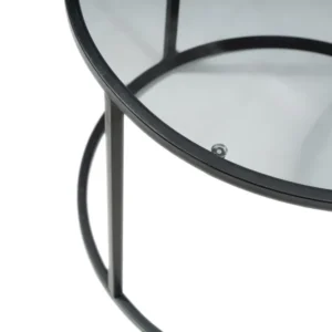 Masuta cafea STARTIS, transparent/negru, sticla/metal, 60x60x45 cm