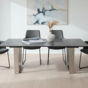 Masuta cafea THUNDER, gri/crom, ceramica/sticla/metal, 120x70x42 cm
