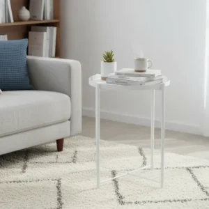 Masuta cafea TIM, alb, metal, 48x48x53 cm