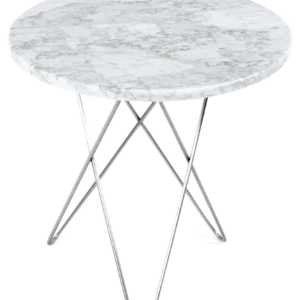Masuta inalta baza inox, marmura alba, Tall Mini O