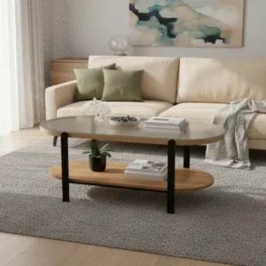Masuta KAMALA, transparent/negru, 110x54x43 cm
