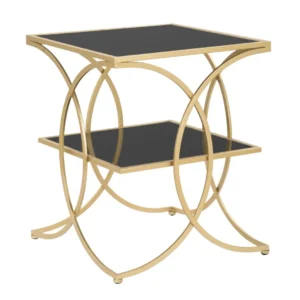 Masuta Laterala Mauro Ferretti Double 45X45X55 cm, Auriu/Negru