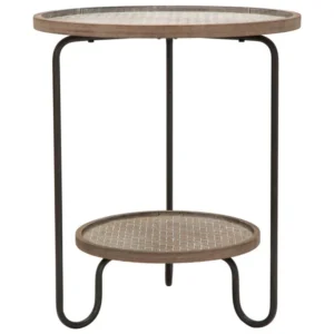 Masuta Mauro Ferretti Arex 2 Shelf Ø 48X54,5 cm, Negru / Maro