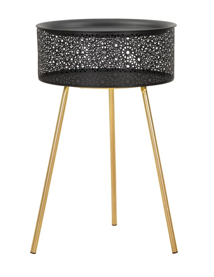 Masuta Mauro Ferretti Blacky Ø 40X65 cm, Auriu/Negru
