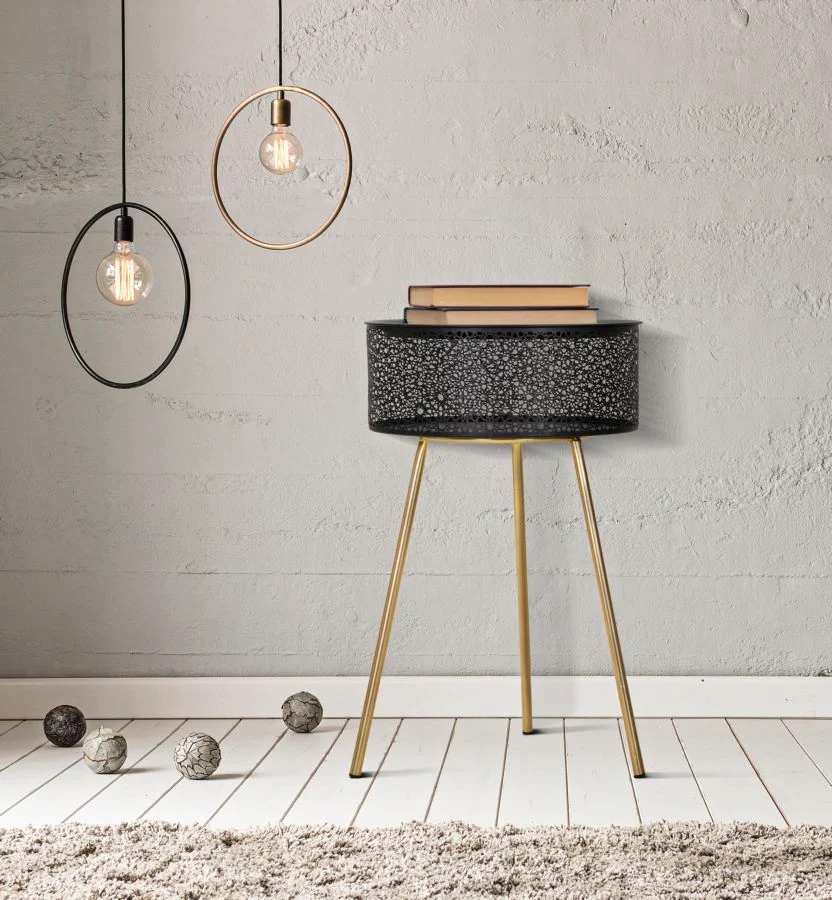 Masuta Mauro Ferretti Blacky Ø 40X65 cm, Auriu/Negru