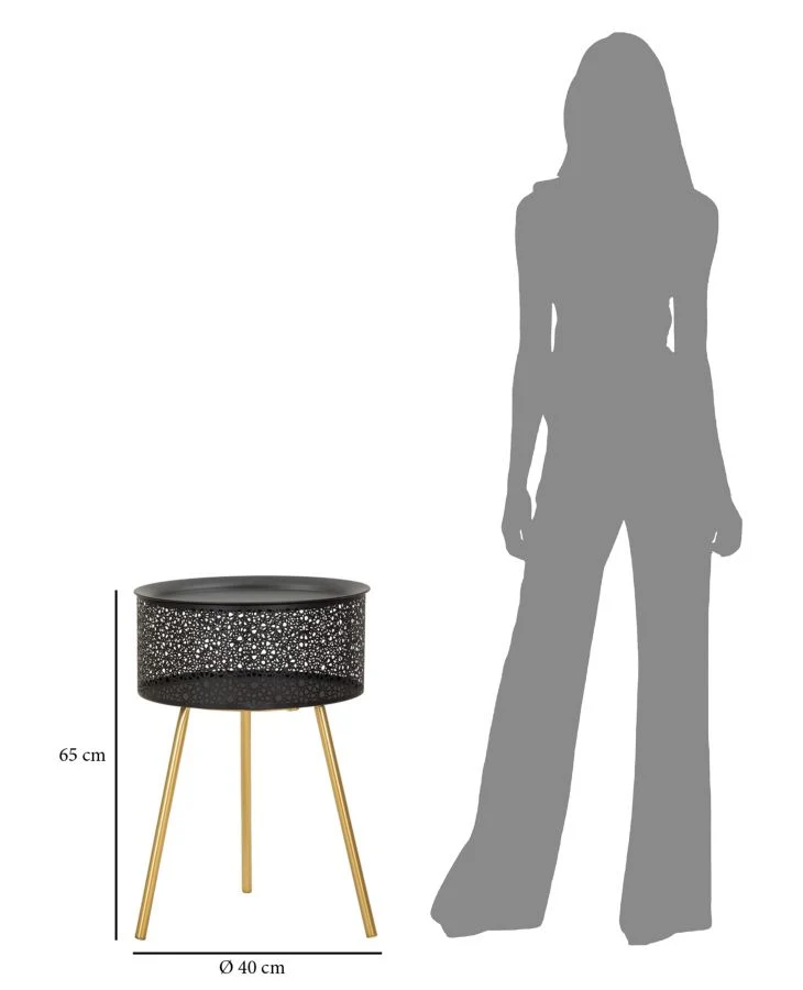 Masuta Mauro Ferretti Blacky Ø 40X65 cm, Auriu/Negru
