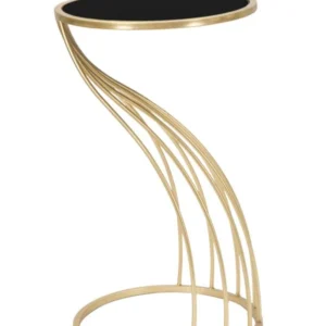 Masuta Mauro Ferretti Flush Ø 35X60 cm, Negru/Auriu
