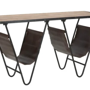 Masuta Cu Suport Reviste Mauro Ferretti Holder 120X43X62,5 cm, Negru/Maro