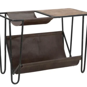 Masuta Cu Suport Reviste Mauro Ferretti Holder Simply 83,5X42X61 cm, Negru/Maro