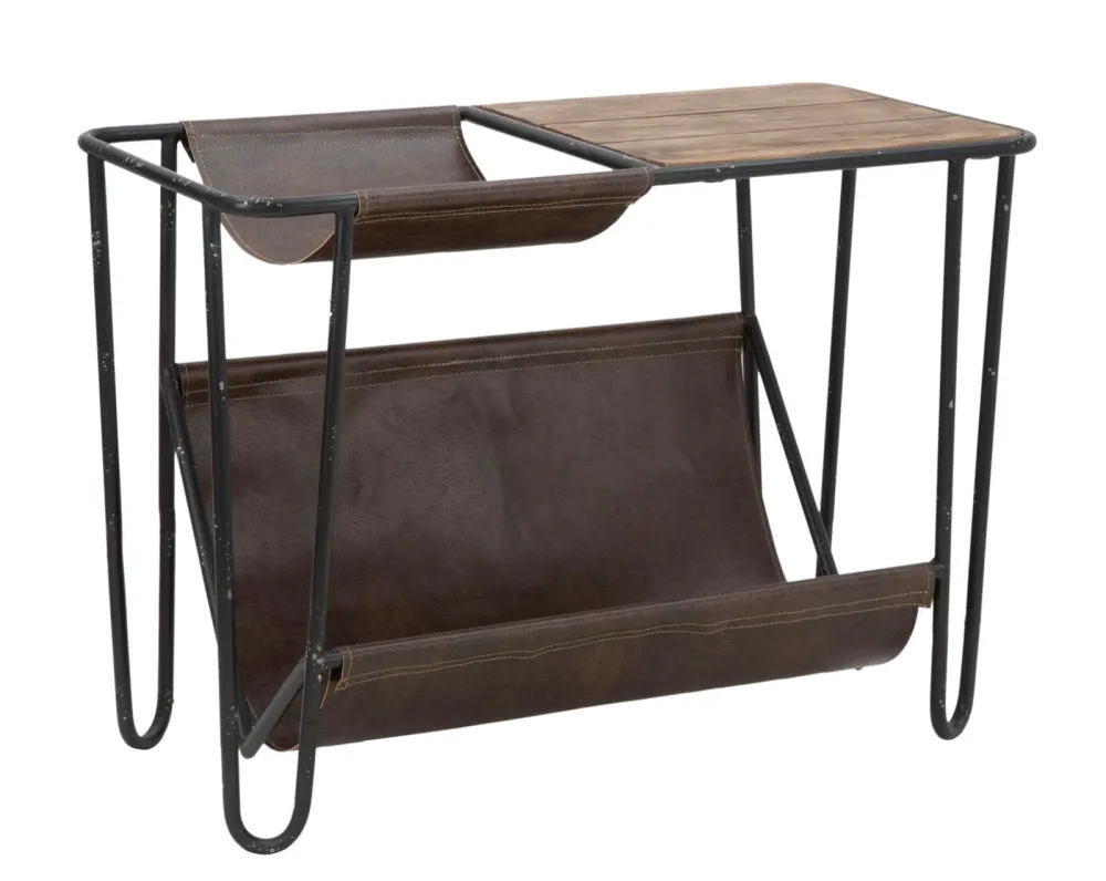 Masuta Cu Suport Reviste Mauro Ferretti Holder Simply 83,5X42X61 cm, Negru/Maro