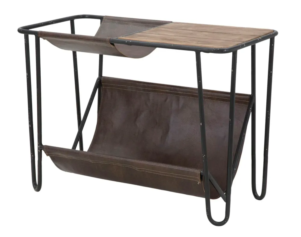 Masuta Cu Suport Reviste Mauro Ferretti Holder Simply 83,5X42X61 cm, Negru/Maro