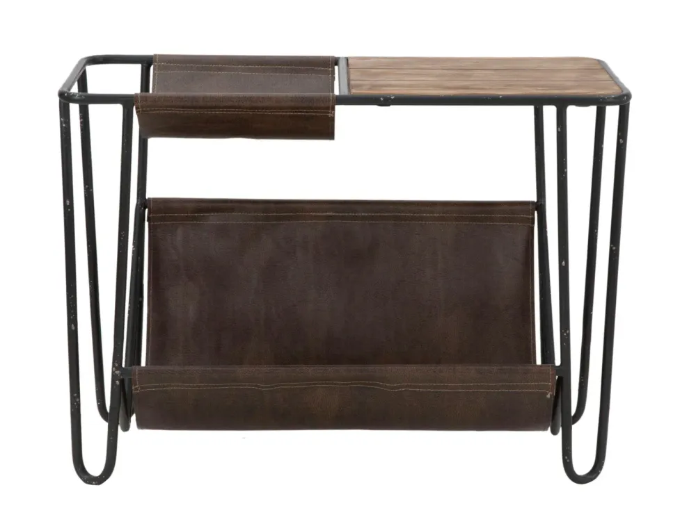 Masuta Cu Suport Reviste Mauro Ferretti Holder Simply 83,5X42X61 cm, Negru/Maro