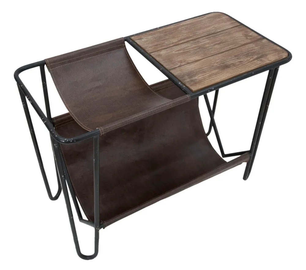 Masuta Cu Suport Reviste Mauro Ferretti Holder Simply 83,5X42X61 cm, Negru/Maro