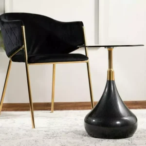 Masuta TAURUS, negru/auriu, sticla/metal, 40x40x54 cm
